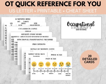 Occupational Therapy Quick Reference / Cheat sheet / Pocket sized / New Grads / Gift / Physical therapy / Occupational Therapy / Therapy
