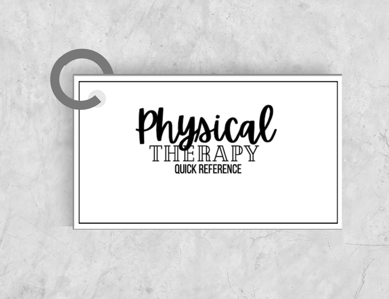 Physical Therapy Quick Reference / Cheat Sheet / Pocket Sized - Etsy