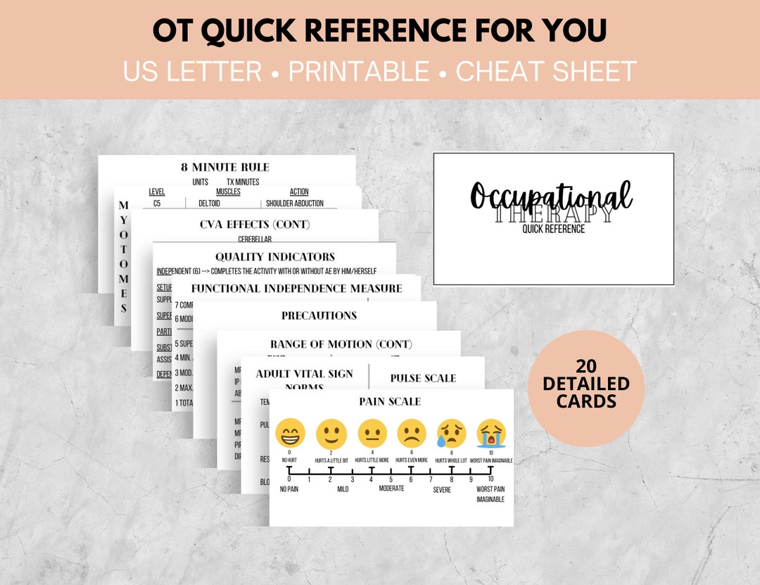 Occupational Therapy Quick Reference / Cheat Sheet / Pocket Sized / New ...