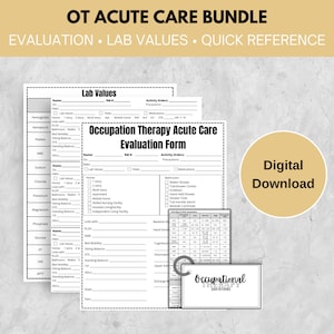 OT Acute Care Cheat Sheet Bundle: New Grad Quick Reference (digital ...