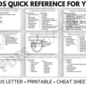 Pediatric Diagnoses Quick Reference / Occupational Therapy / Cheat ...