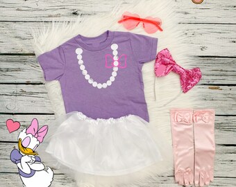 Daisy Duck Costume,Daisy Minnie Outfit,Birthday Girl Outfit,Tutu and Shirt,Mickey and Minnie characters birthday,donald duck partner