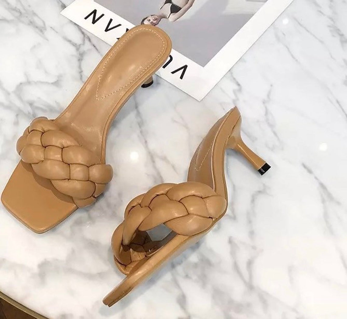 braided mule heels