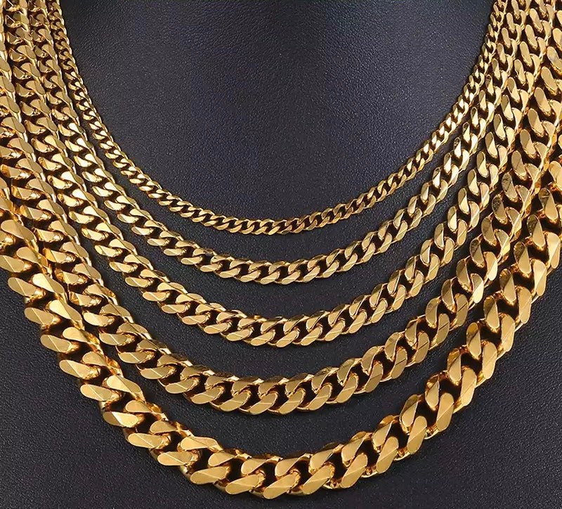 Gold/ Silver / Black Cuban Link Chunk Necklace | Etsy