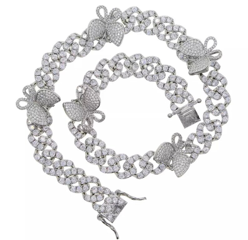 Bust Down Butterfly Diamond Cuban Link Tennis Chain Etsy