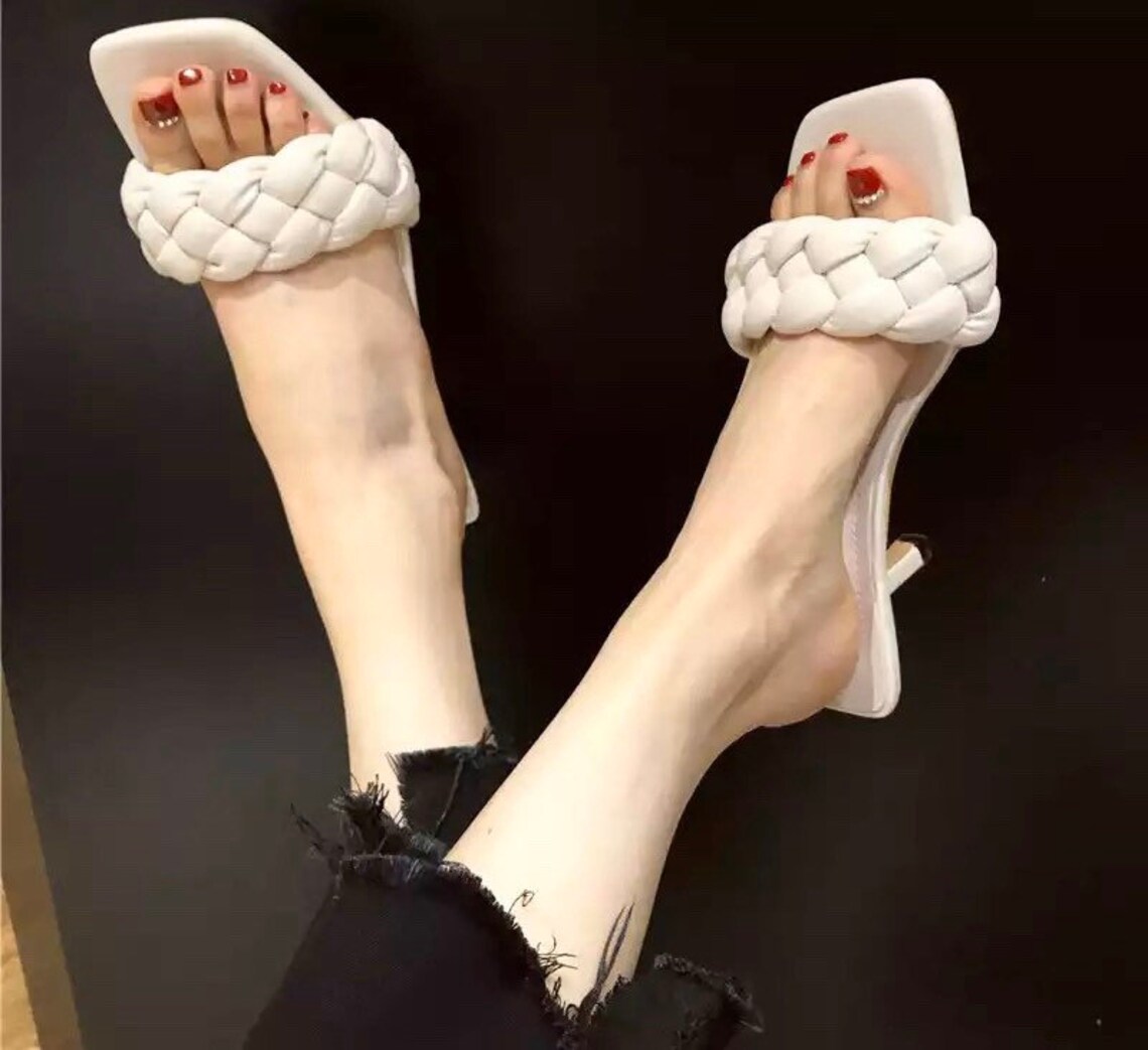 braided mule heels