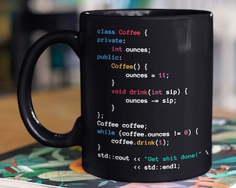 Cpp C++ Coffee Programmer Coder Engineer cpp Black Coffee Mug Gift c++ Software Developer