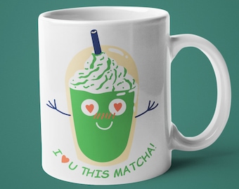Matcha-kaffemugg, rolig jag älskar dig så Matcha-ordvitsgåva, söt present till en hälsosam vän, present till pojkvän/flickvän, kaffemugg för par