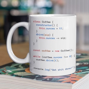 Javascript Coffee Class White Mug, Javascript Developer Coffee Mug, Programmer Gift