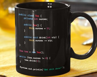 Taza de té programador Java, ingeniero codificador, taza de té negra, regalo, desarrollador Java