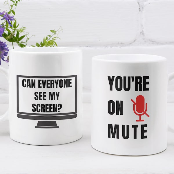 Mug Zoom Est-ce que tout le monde peut voir mon écran que vous êtes sur le mode muet Mug cadeau collègue Mug Zoom Work from Home