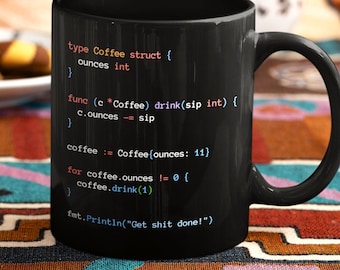 Go Code Mug for Programmers - Black Coffee Cup Gift for Golang Developers Programming Mug