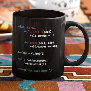 Python Coffee Mug Class Coding Black Python Programming Mug