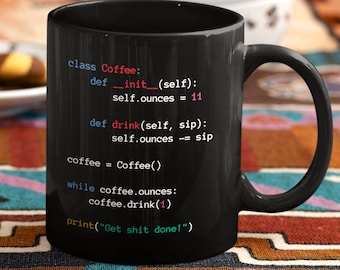 Python Coffee Mug Class Coding Black Python Programming Mug