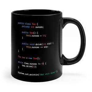 Taza de té programador Java, ingeniero codificador, taza de té negra, regalo, desarrollador Java imagen 2