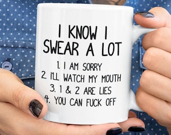I Know I Swear A Lot Coffee Mok, grote koffiemok, grote theemok