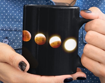 Moon and Sun Mug, Celestial Mug, Moon sun phases classic mug, sky mugs, moon phases, rising sun, dark goth mug, star coffee mug