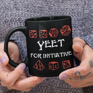 Dungeons And Dragons, Dungeon Master Mug, Yeet For Initiative, Large Gamer Mug, Mug For DND, DnD Gift, Dungeons and Dragons Mug