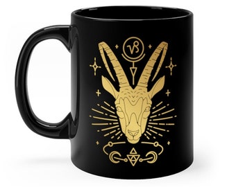 Capricorn Mug Zodiac Gifts Astrology Mug Capricorn Gifts Horoscope Birthday Capricorn Birthday December January Cup Black Gold Coffee Mug