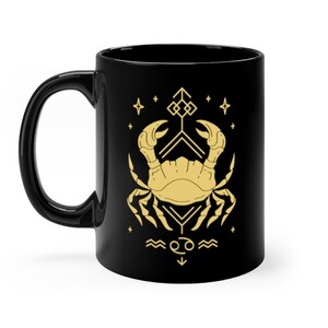 Cancer Mug Zodiac Gifts Astrology Mug Cancer Gifts Horoscope Birthday Gift for Her Cancer Birthday July June Cup Black Gold Coffee Mug