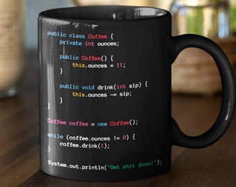 Java Coffee Mug Programmer Coder Engineer Java Black Tea Mug Gift Java Software Developer, Tea Cup