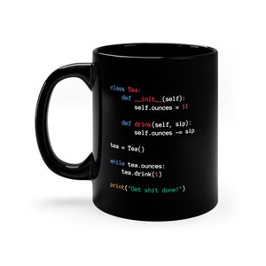 Python Tea Mug Class Coding Black Python Programming Mug - Etsy