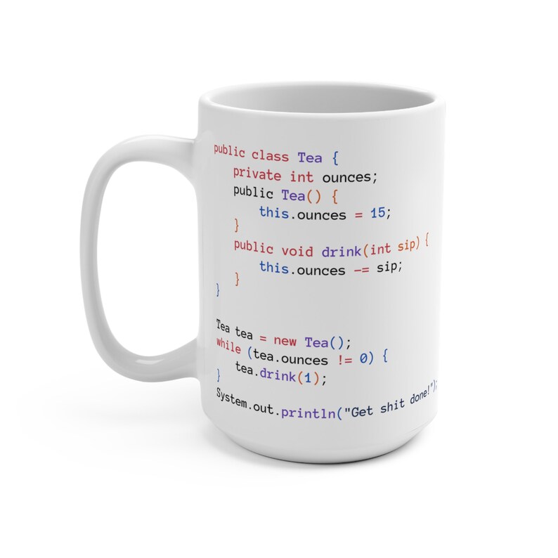 Java Tea Class White Mug - Programmer Mug image 6