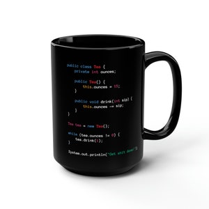 Taza de té programador Java, ingeniero codificador, taza de té negra, regalo, desarrollador Java imagen 5
