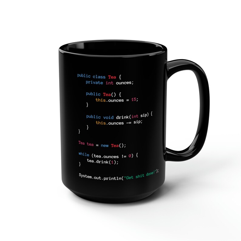 Taza de té programador Java, ingeniero codificador, taza de té negra, regalo, desarrollador Java imagen 5
