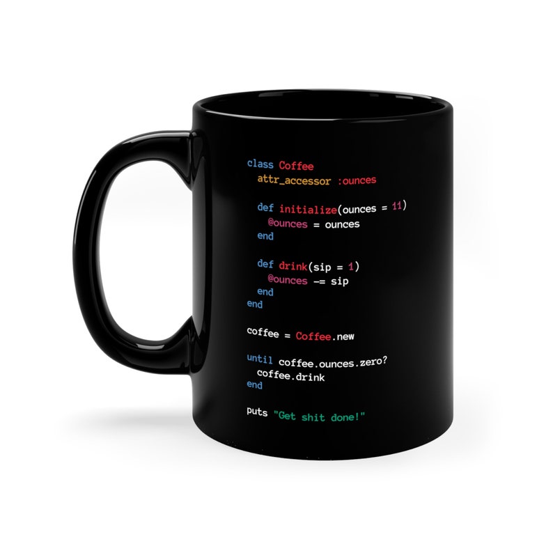 Caneca com código Ruby para programadores - Caneca de programação Ruby para presente com xícara de café preta imagem 2