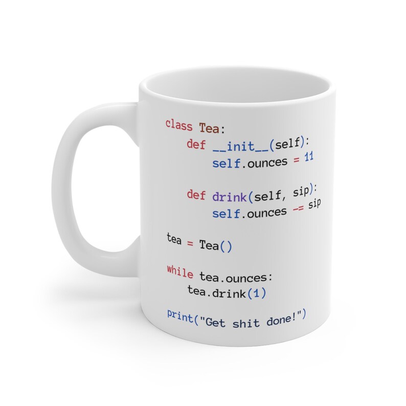 Kubek Python Tea Class White, Kubek Programisty, Kubek Python Code, Prezent dla Programisty zdjęcie 3