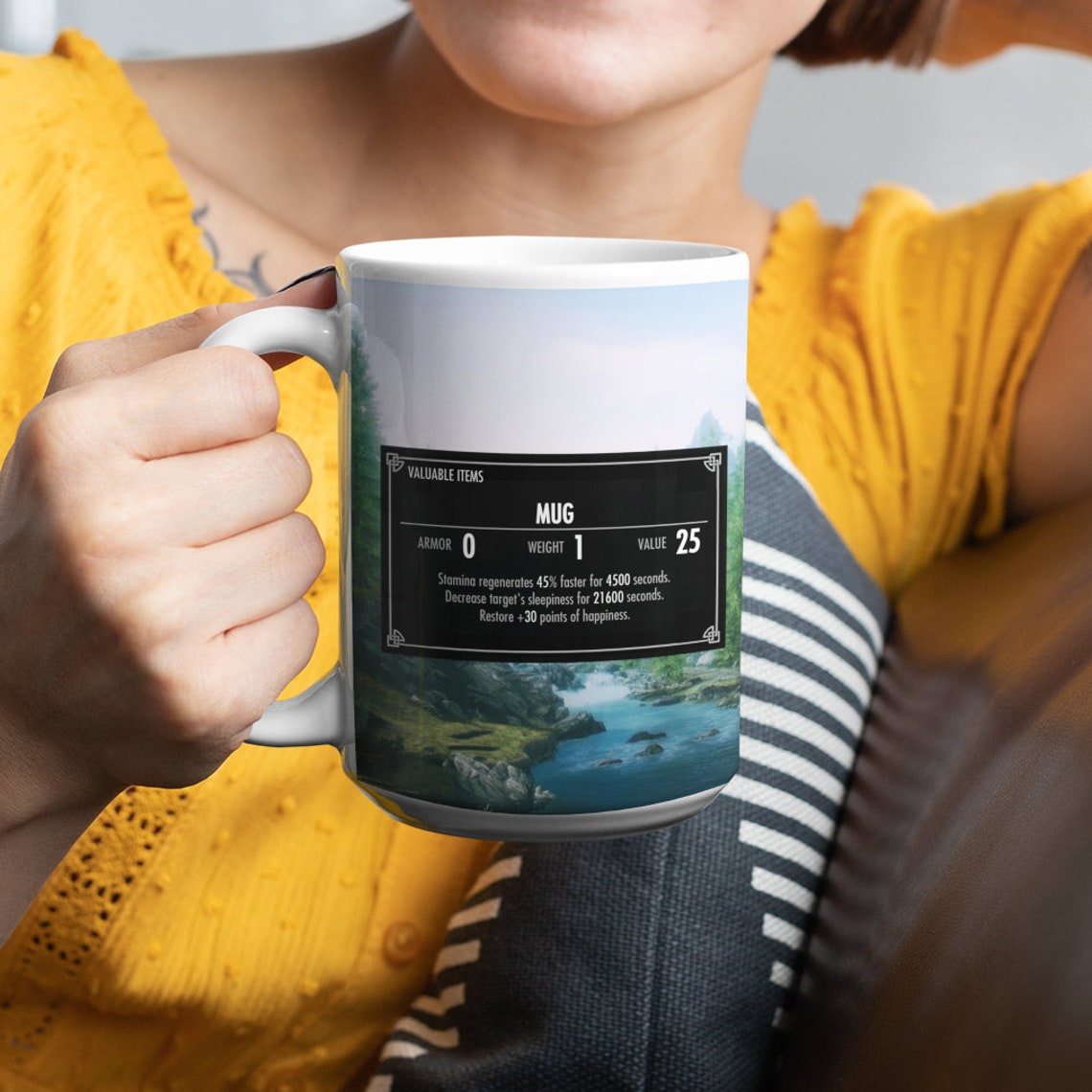 Skyrim Mug Skyrim Elder Scrolls Inspired Mug Coffee Stats Etsy