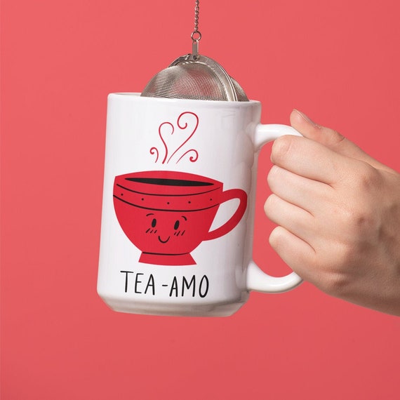 Tea Lover Mug, Pun Mug, Tea Amo Mug, Couple Mug, Boyfriend Girlfriend Gift, Tea Addict Gift, Big Coffee Mug