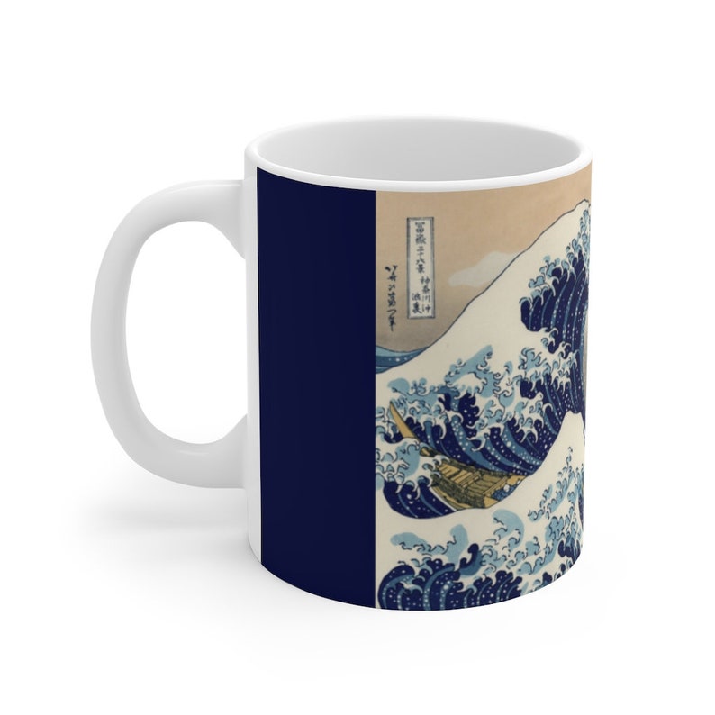 The Great Wave Off Kanagawa Mug, Japanese Art Manga Mug, Asian Classic Work Of Art Painting ukiyo-e artist Hokusai, big coffee mug, unique image 7