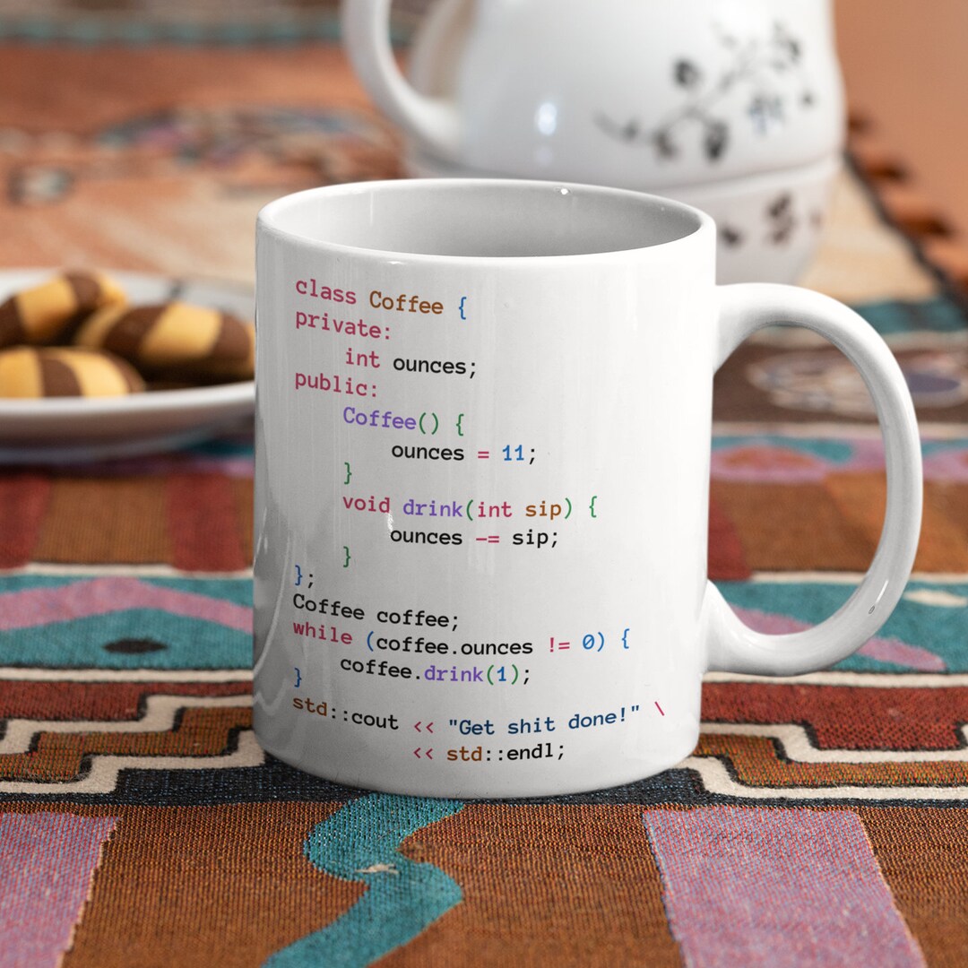 C Coffee Class White Mug, C++ Developer Mug, Cpp Programming Gift - Etsy