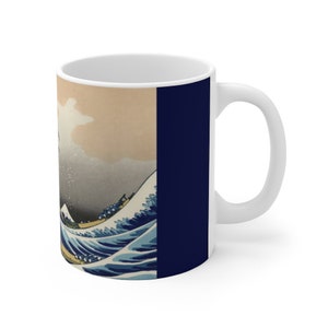 The Great Wave Off Kanagawa Mug, Japanese Art Manga Mug, Asian Classic Work Of Art Painting ukiyo-e artist Hokusai, big coffee mug, unique image 9