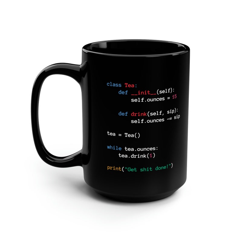 Python Tea Mug Class Coding Black Python Programming Mug image 5