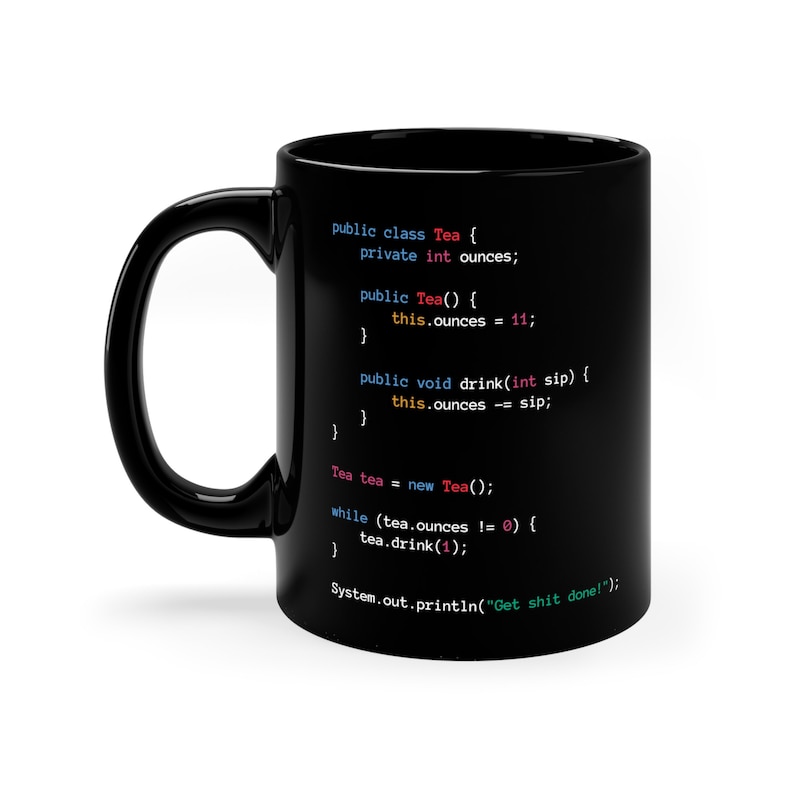 Taza de té programador Java, ingeniero codificador, taza de té negra, regalo, desarrollador Java imagen 3