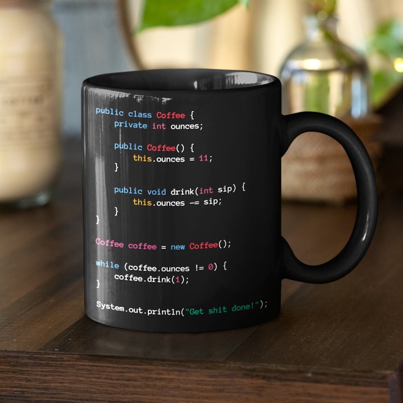 Java koffiemok programmeur codeur ingenieur Java zwarte thee mok cadeau Java software ontwikkelaar, theekopje afbeelding 1