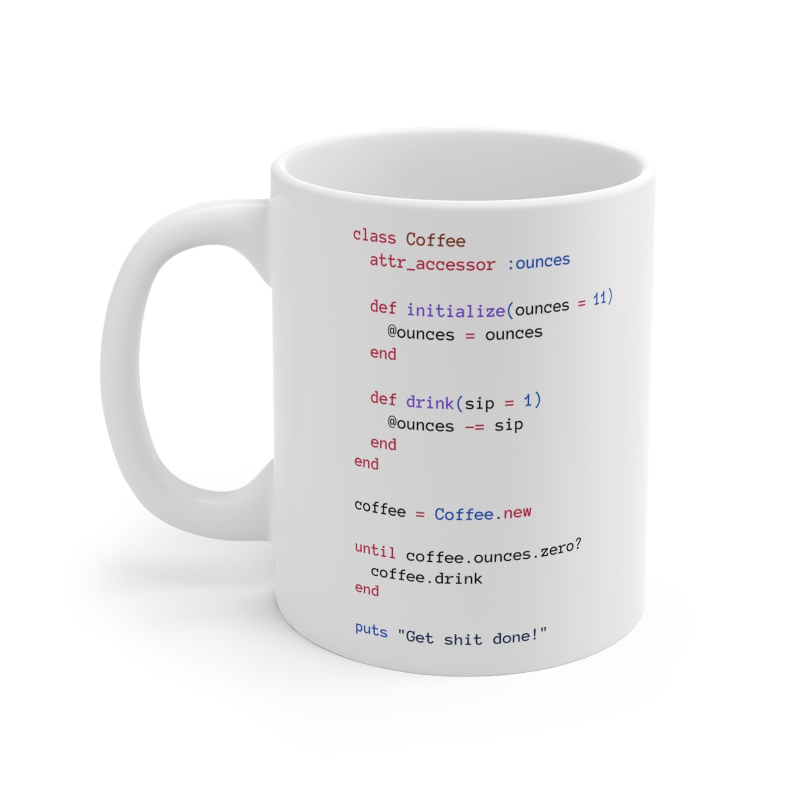 Ruby Coffee Class White Mug, Ruby on Rails Coding Mug, Developer Gift ...