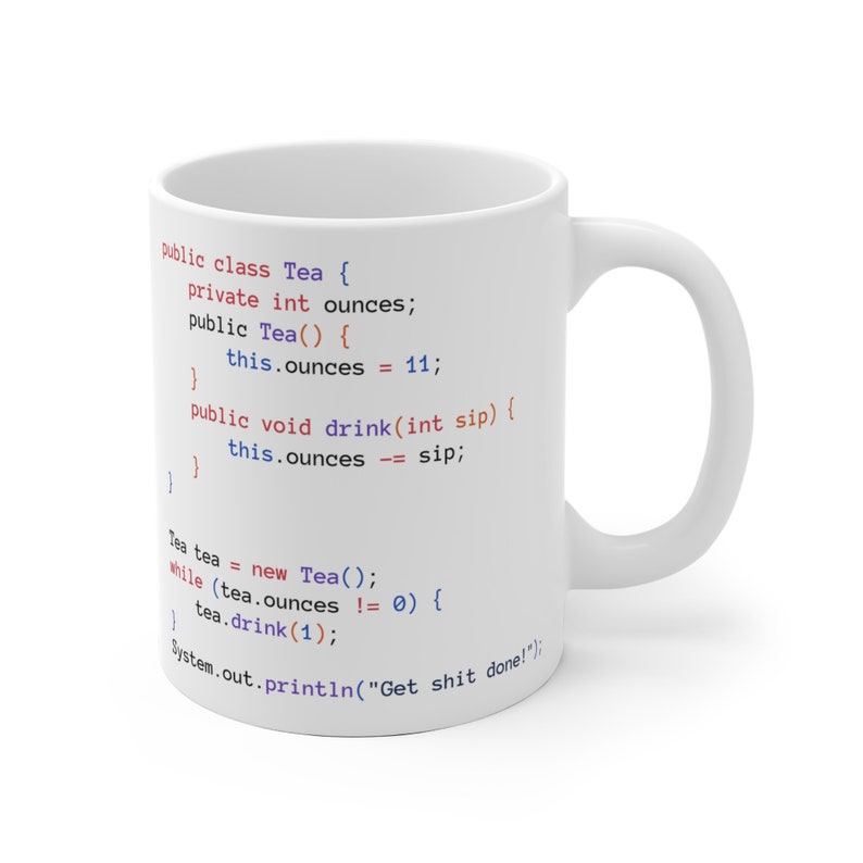 Java Tea Class White Mug - Programmer Mug image 3