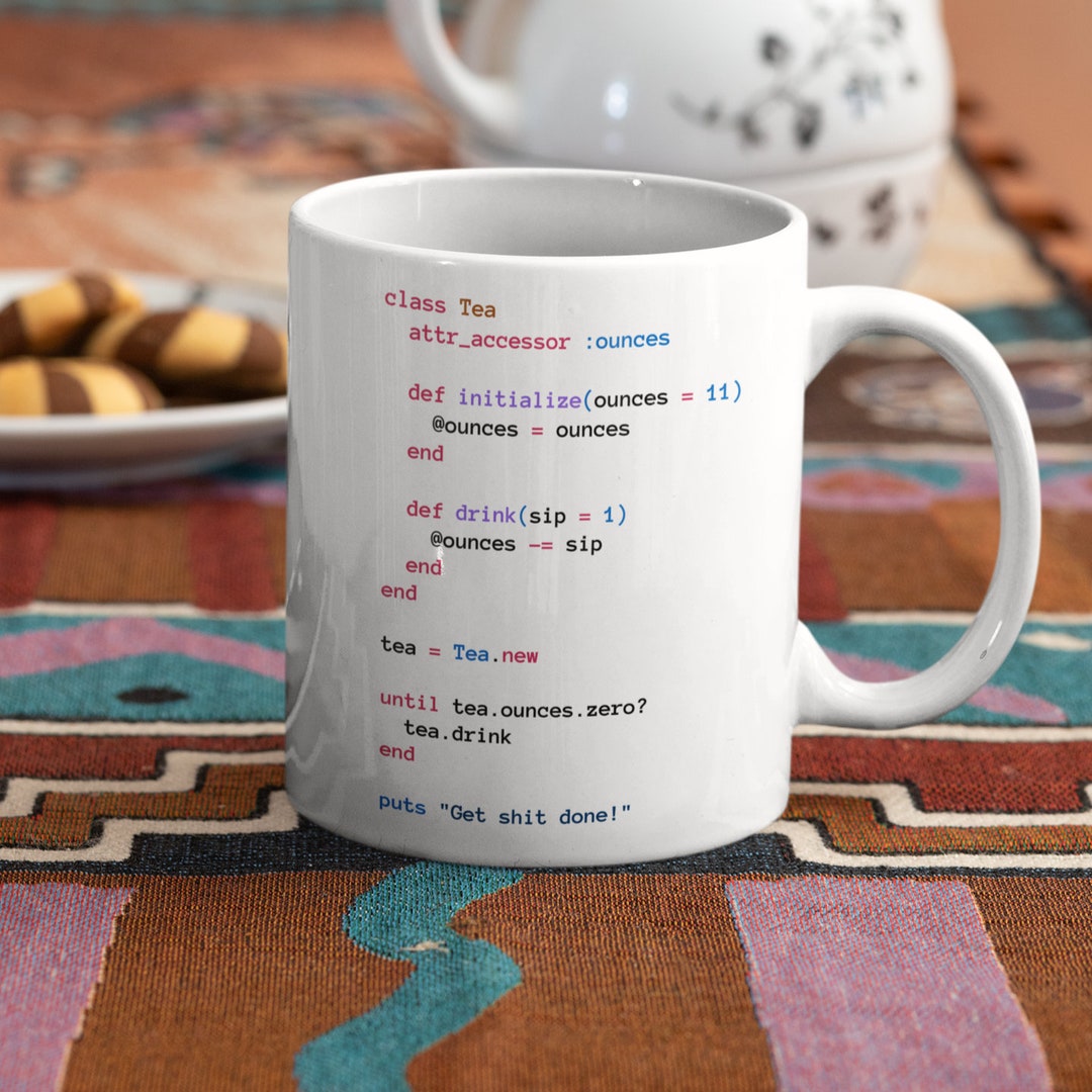 Ruby Programming Mug, Tea Class White Mug, Ruby Developer, Ruby on ...