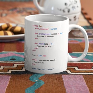 Taza de programación Ruby, taza blanca de clase de té, desarrollador Ruby, taza Ruby On Rails