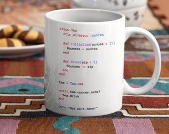 Ruby Programming Mug, Tea Class White Mug, Ruby Developer, Ruby On Rails Mug