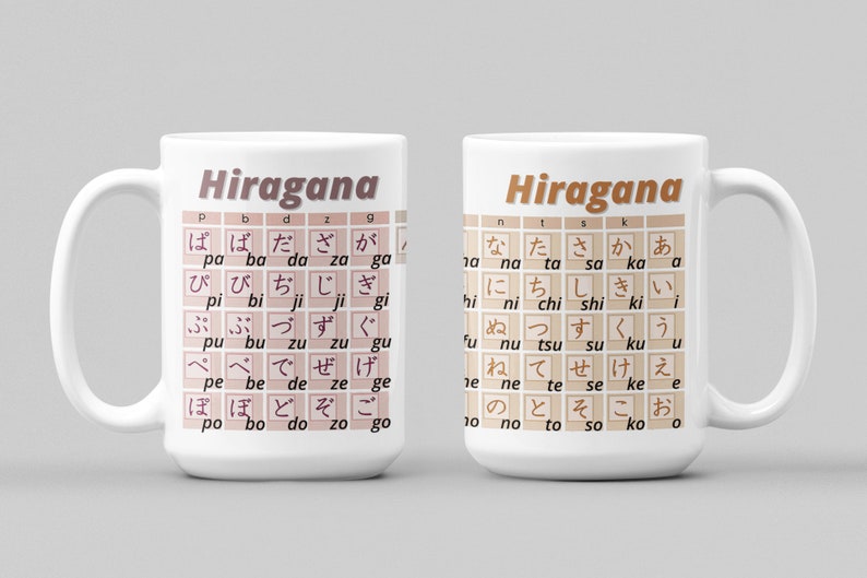 Hiragana Chart Mug Learning Japanese Mug Japanese Alphabet Etsy