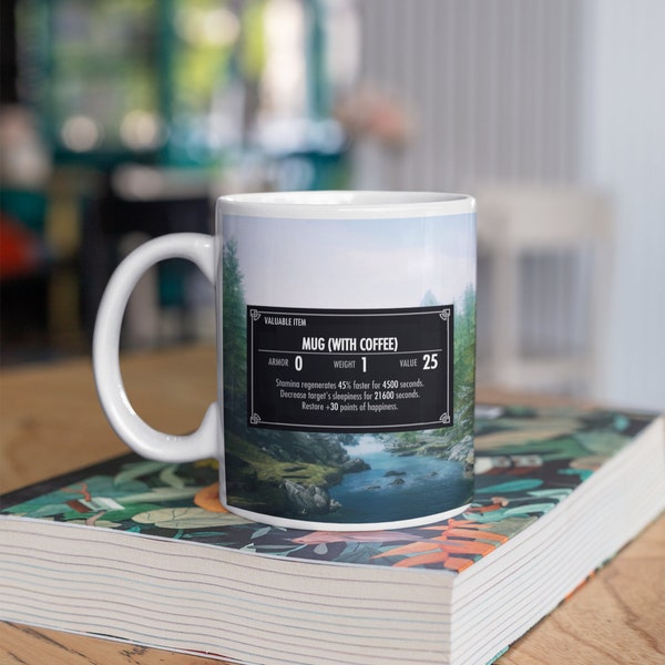 Skyrim coffee Mug, Skyrim Elder Scrolls Inspired Mug, Coffee Stats, Gamer Gift, Birthday gift, Coffee Mug, coffee Stats, Sublimation