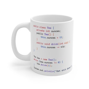 Java Tea Class White Mug - Programmer Mug image 2