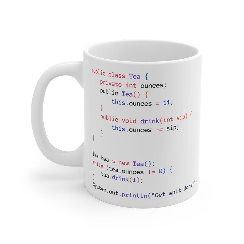Java Tea Class White Mug - Programmer Mug image 2