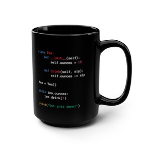 Python Tea Mug Class Coding Black Python Programming Mug image 6