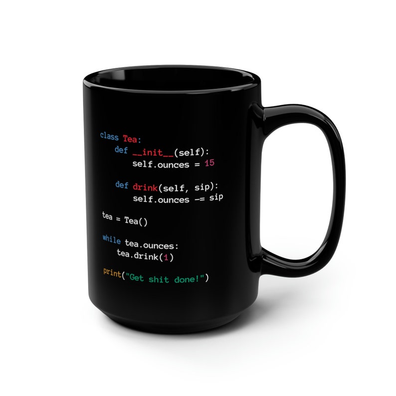 Python Tea Mug Class Coding Black Python Programming Mug image 6